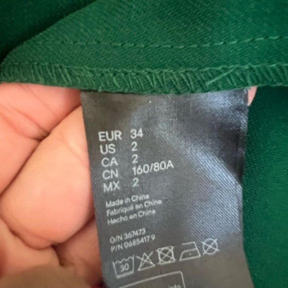 H&M SZ 2 Green Lace Sleeve Dress - Picture 9 of 13